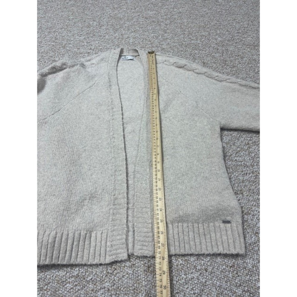 Hollister Sweater Womens S Beige Cardigan Open Front Y2K Fuzzy Cozy Casual - Picture 7 of 9